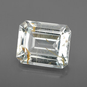8.72カラットの天然ゴールデンルチルトパーズ（12.6×10.4 mm・エメラルドカット）