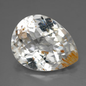 11.36カラットの天然ゴールデンルチルトパーズ（16.6×13 mm・洋梨の形）