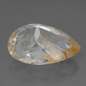 11.36カラットの天然ゴールデンルチルトパーズ（16.6×13 mm・洋梨の形）