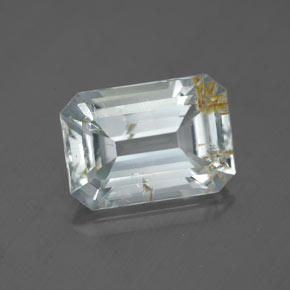 4.75カラットの天然ゴールデンルチルトパーズ（11.5×8.1 mm・エメラルドカット）