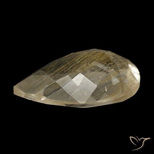 3.10カラットの天然非常に薄いゴールデンブラウンルチルトパーズ（12.3x8 mm・洋梨の形）