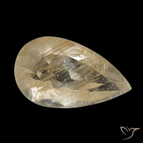 3.19カラットの天然黄金色の黄色ルチルトパーズ（12.4×7.3 mm・洋梨の形）