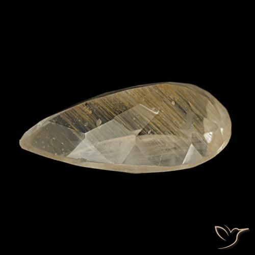3.19カラットの天然黄金色の黄色ルチルトパーズ（12.4×7.3 mm・洋梨の形）