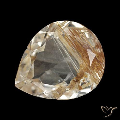 4.78ct ウォームブラウン ルチルトパーズ, 洋梨の形, 透明