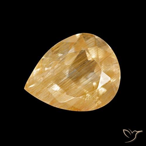 1.94ct ミディアムゴールデン ルチルトパーズ, 洋梨の形, 透明