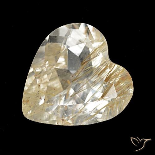 4.76ct 非常に薄いゴールデンブラウン ルチルトパーズ, 心臓, 透明