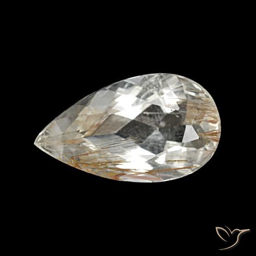 1.89ct クリアとゴールドブロンズ ルチルトパーズ, 洋梨の形, 透明