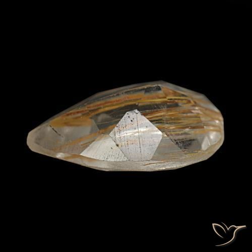 1.40カラットの天然クリアとゴールドブロンズルチルトパーズ（8.7×6.1 mm・洋梨の形）
