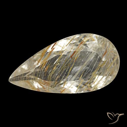 1.84カラットの天然非常に薄いゴールデンブラウンルチルトパーズ（11.8×6.1 mm・洋梨の形）