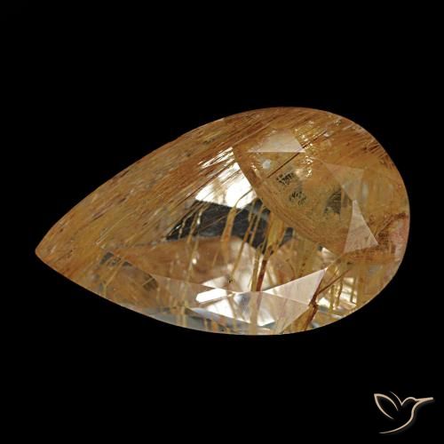 3.47カラットの天然Medium Light-Brownルチルトパーズ（12.6×7.5 mm・洋梨の形）