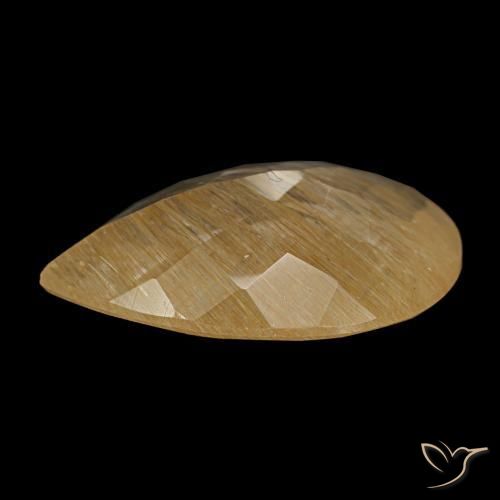 2.89カラットの天然Medium Light-Brownルチルトパーズ（12×8.2 mm・洋梨の形）