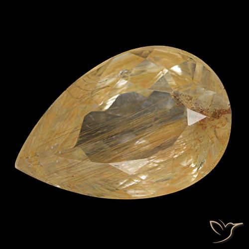 4.64カラットの天然ミディアムゴールデンルチルトパーズ（13.6×9.1 mm・洋梨の形）