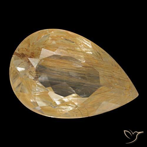 4.64カラットの天然ミディアムゴールデンルチルトパーズ（13.6×9.1 mm・洋梨の形）