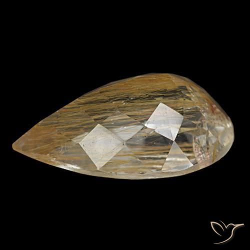 4.64カラットの天然ミディアムゴールデンルチルトパーズ（13.6×9.1 mm・洋梨の形）