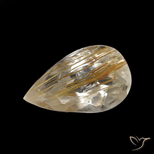 1.41ct イエロー ルチルトパーズ, 洋梨の形, 透明