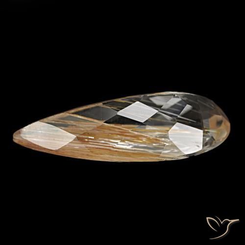 5.48カラットの天然非常に薄い茶色ルチルトパーズ（18.5×7.9 mm・洋梨の形）