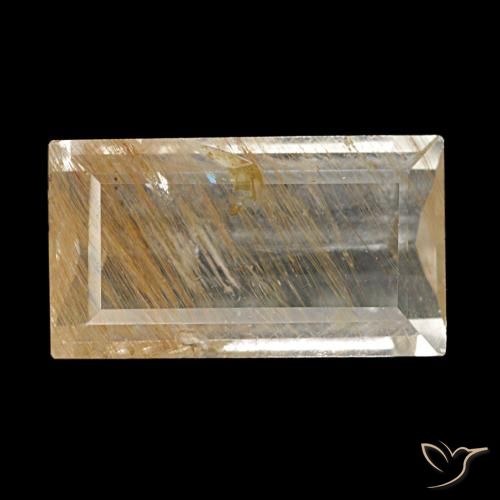3.10カラットの天然非常に薄いゴールデンブラウンルチルトパーズ（11.6×6.5 mm・バゲット）