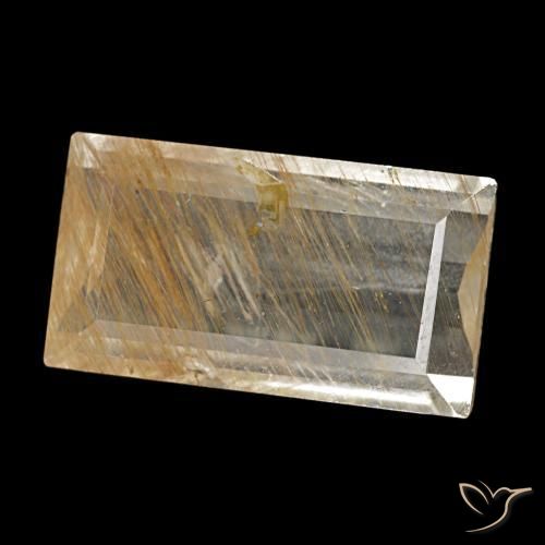 3.10カラットの天然非常に薄いゴールデンブラウンルチルトパーズ（11.6×6.5 mm・バゲット）