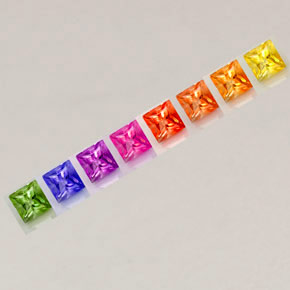 カラットの天然マルチカラーサファイア（2.6×2.6 mm・四角）