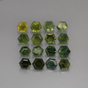 カラットの天然マルチグリーンサファイア（4.8×4.4 mm・ファンシーシェイプ）