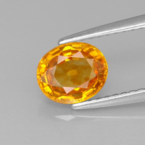 1.41カラットの天然イエローオレンジサファイア（7.2×6 mm・オーバルカット）