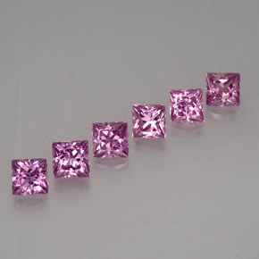 カラットの天然ピンクがかった紫サファイア（2.8×2.8 mm・四角）