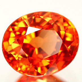1.11カラットの天然マンダリンオレンジサファイア（6.2×5.1 mm・オーバルカット）