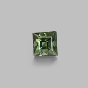 0.71カラットの天然黄色がかった緑サファイア（4.6×4.6 mm・四角）
