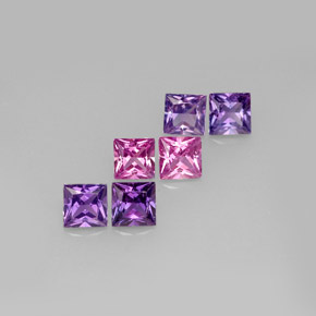 カラットの天然マルチカラーサファイア（3.8×3.8 mm・四角）