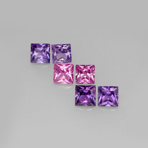 カラットの天然マルチカラーサファイア（3.8×3.8 mm・四角）