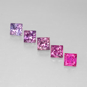 カラットの天然マルチカラーサファイア（3.1×3 mm・四角）
