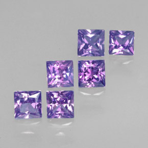 カラットの天然ピンクがかった紫サファイア（3.5×3.5 mm・四角）