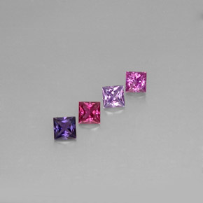 カラットの天然マルチカラーサファイア（3.9×3.9 mm・四角）