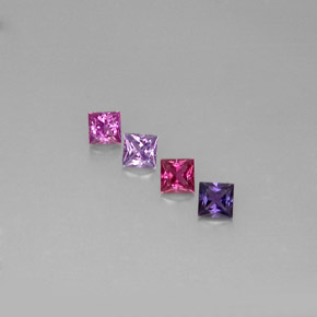 カラットの天然マルチカラーサファイア（3.9×3.9 mm・四角）