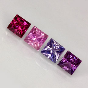 カラットの天然マルチカラーサファイア（3.8×3.7 mm・四角）
