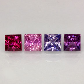 カラットの天然マルチカラーサファイア（3.8×3.7 mm・四角）