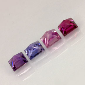 カラットの天然マルチカラーサファイア（3.8×3.7 mm・四角）