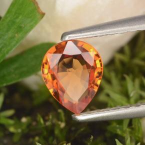 0.59カラットの天然マンダリンオレンジサファイア（6.1×5 mm・洋梨の形）