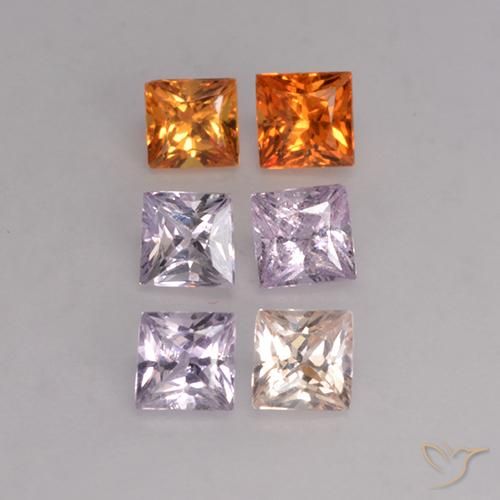 1.16カラットの天然マルチカラーサファイア（3.1×3.1 mm・四角）