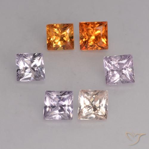 1.16カラットの天然マルチカラーサファイア（3.1×3.1 mm・四角）