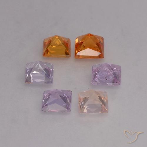 1.16カラットの天然マルチカラーサファイア（3.1×3.1 mm・四角）