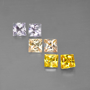 カラットの天然マルチカラーサファイア（2.9×2.8 mm・四角）