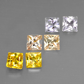 カラットの天然マルチカラーサファイア（2.9×2.8 mm・四角）