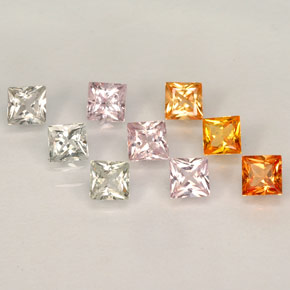 カラットの天然マルチカラーサファイア（3.1×2.9 mm・四角）