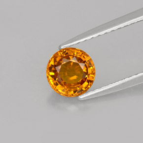 1.11カラットの天然マンダリンオレンジサファイア（5.86 mm・ラウンドカット）