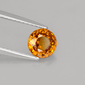 1.11カラットの天然マンダリンオレンジサファイア（5.86 mm・ラウンドカット）