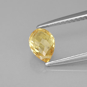 1.22カラットの天然ゴールデンイエローサファイア（6.9×4.8 mm・ブリオレット）