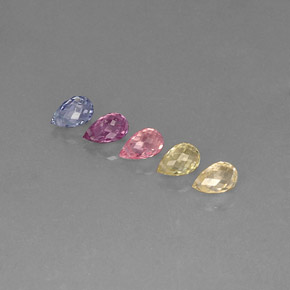 カラットの天然マルチカラーサファイア（5.4×3.3 mm・ブリオレット）