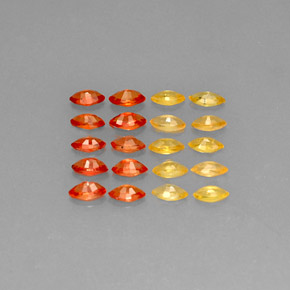 カラットの天然イエローオレンジサファイア（4.3×2.2 mm・マーキス）