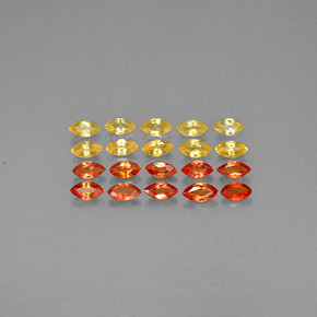 カラットの天然イエローオレンジサファイア（2.2×2.1 mm・マーキス）